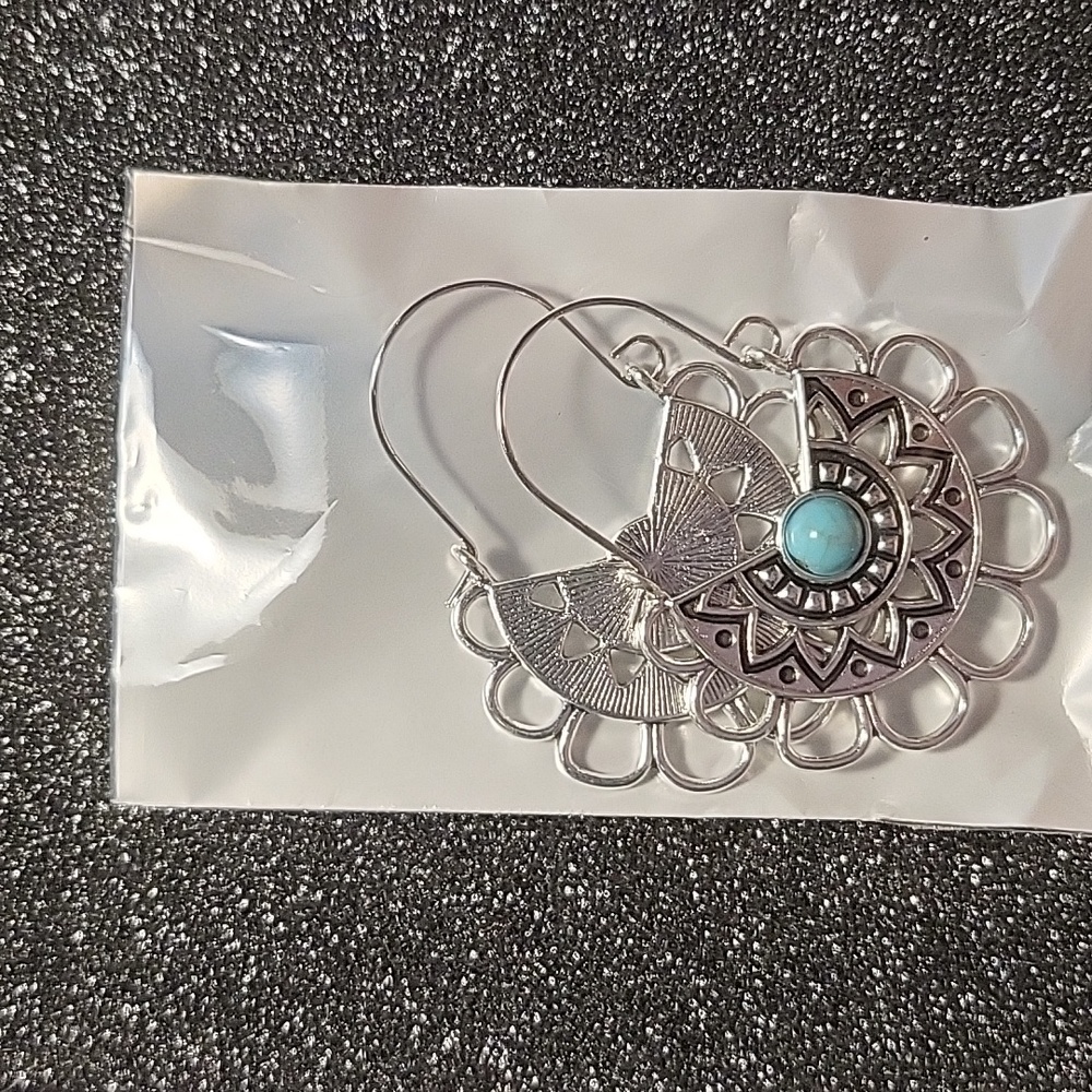 Silver and turquoise dangle earrings